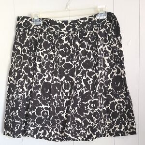 Ann Taylor LOFT Black And White Ruffled A-Line Skirt